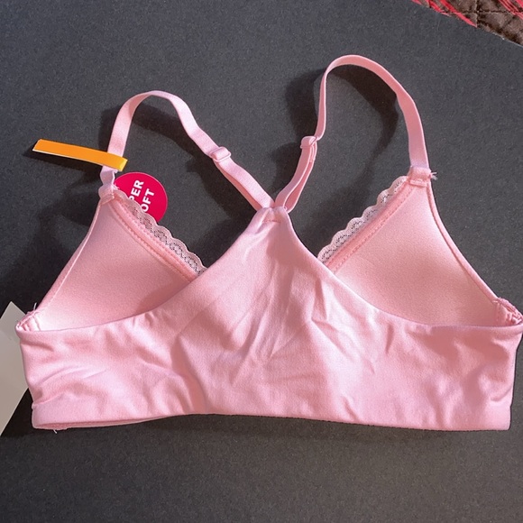 32A NWT Front Close Racerback Soft Bra, Lace Edge Adj Straps No Underwire Boning - Picture 4 of 10